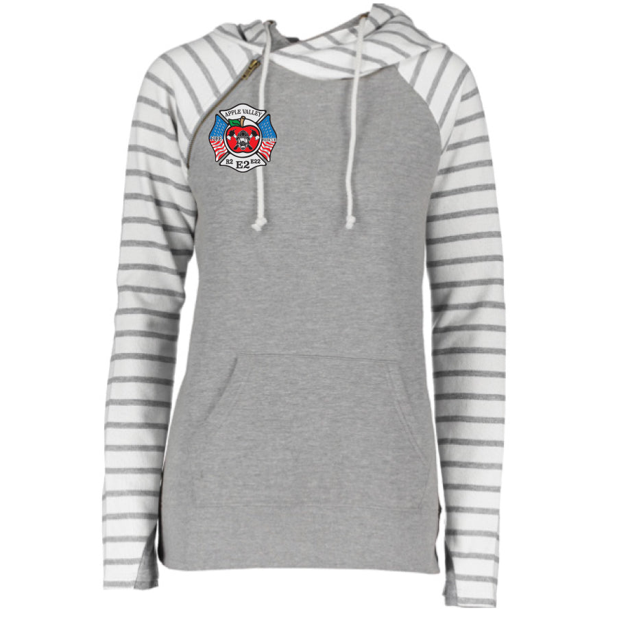 APPLE VALLEY FIRE DEPT - STATION 2 - LADIES STRIPE DOUBLE HOOD PULLOVER