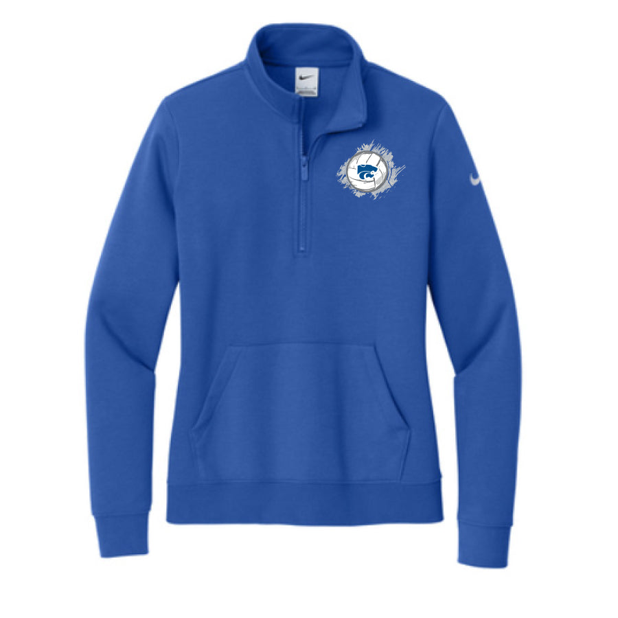 EAGAN VOLLEYBALL FANWEAR - LADIES CLUB FLEECE SWOOSH 1/2 ZIP (OPTION 2)