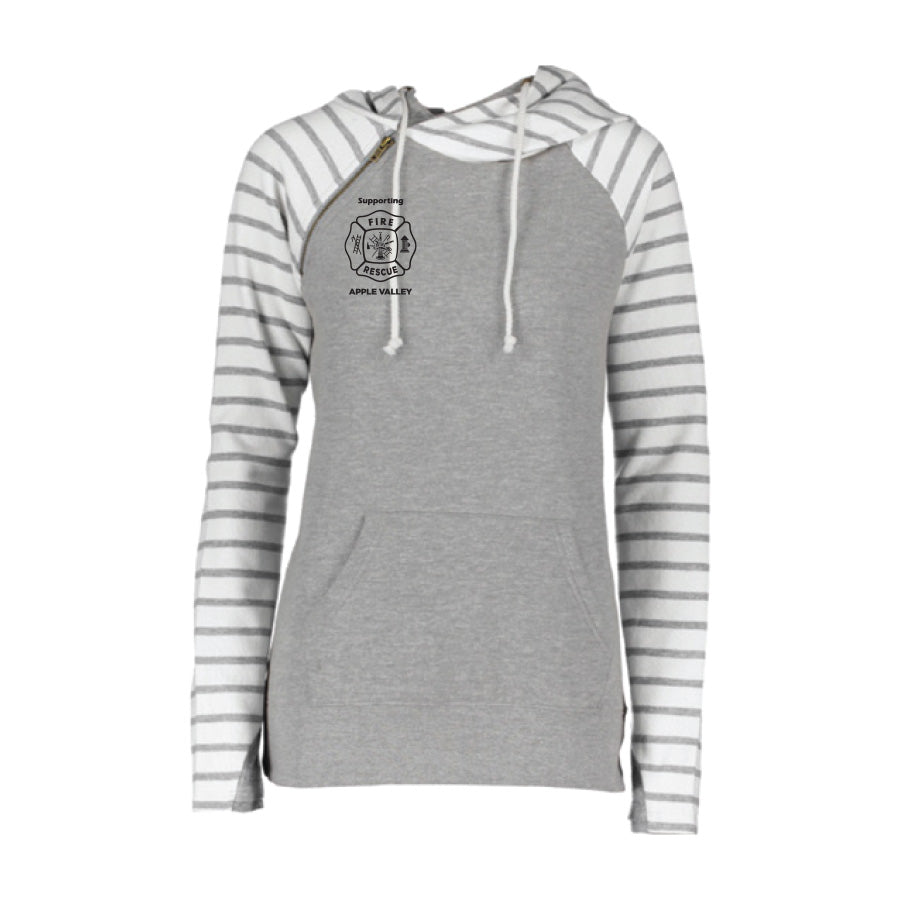 APPLE VALLEY FIRE DEPT - LADIES STRIPE DOUBLE HOOD PULLOVER