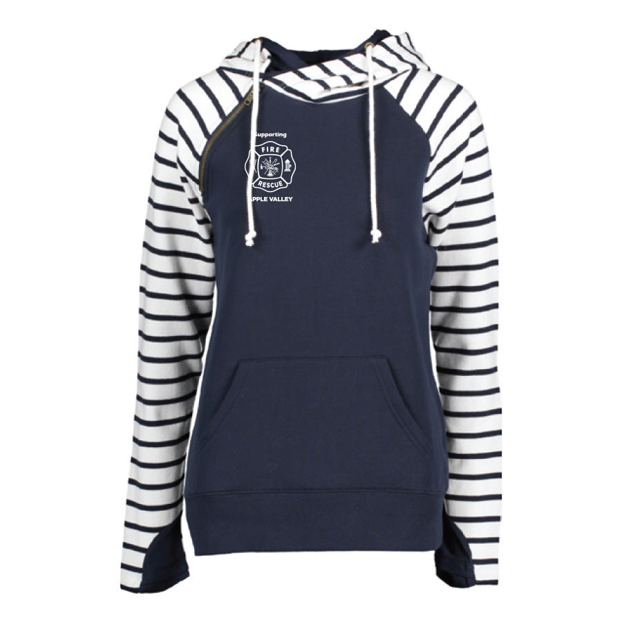 APPLE VALLEY FIRE DEPT - LADIES STRIPE DOUBLE HOOD PULLOVER